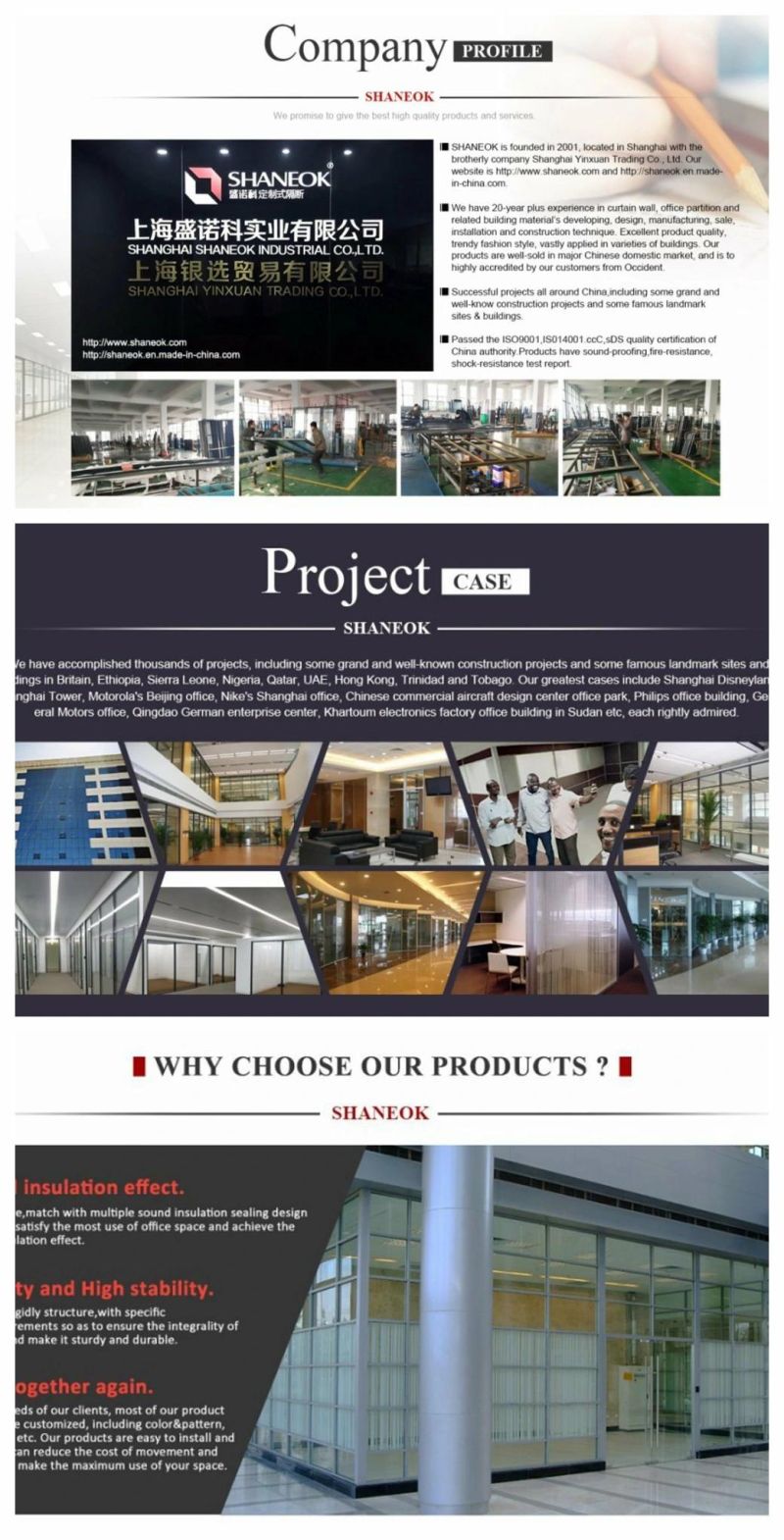 Shaneok Classical Fibreboards Full or Half Office Partition Walls Design