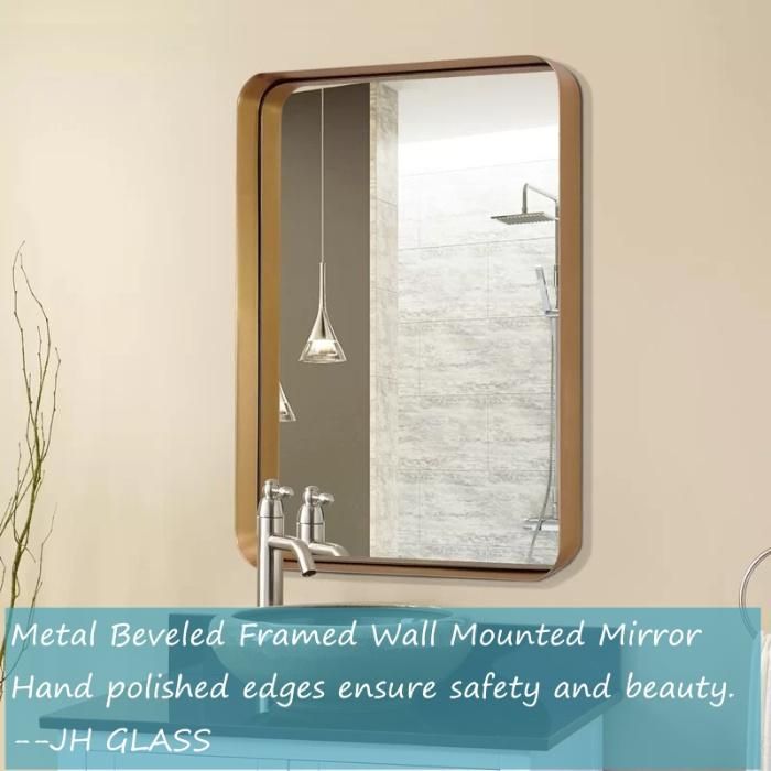 Decorative Deep Metal Framed Round Black Bathroom Mirror
