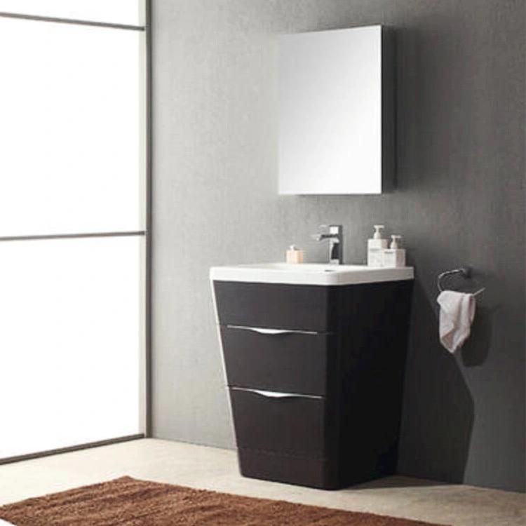 Modern Floor Mounted Chestnut Vanity Bathroom Vanity and Acrylic Top with Medicine Cabinet