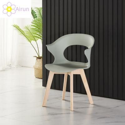 Wholesale Modern Design Dining Room Furniture Beech Wood Legs Plastic Dining Chair