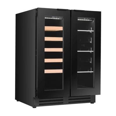 Modern Design Dual Door Dual Zone Wine Cooler Under Counter Embed Compressor Wine Refrigerator Wine Cooling Cabinet