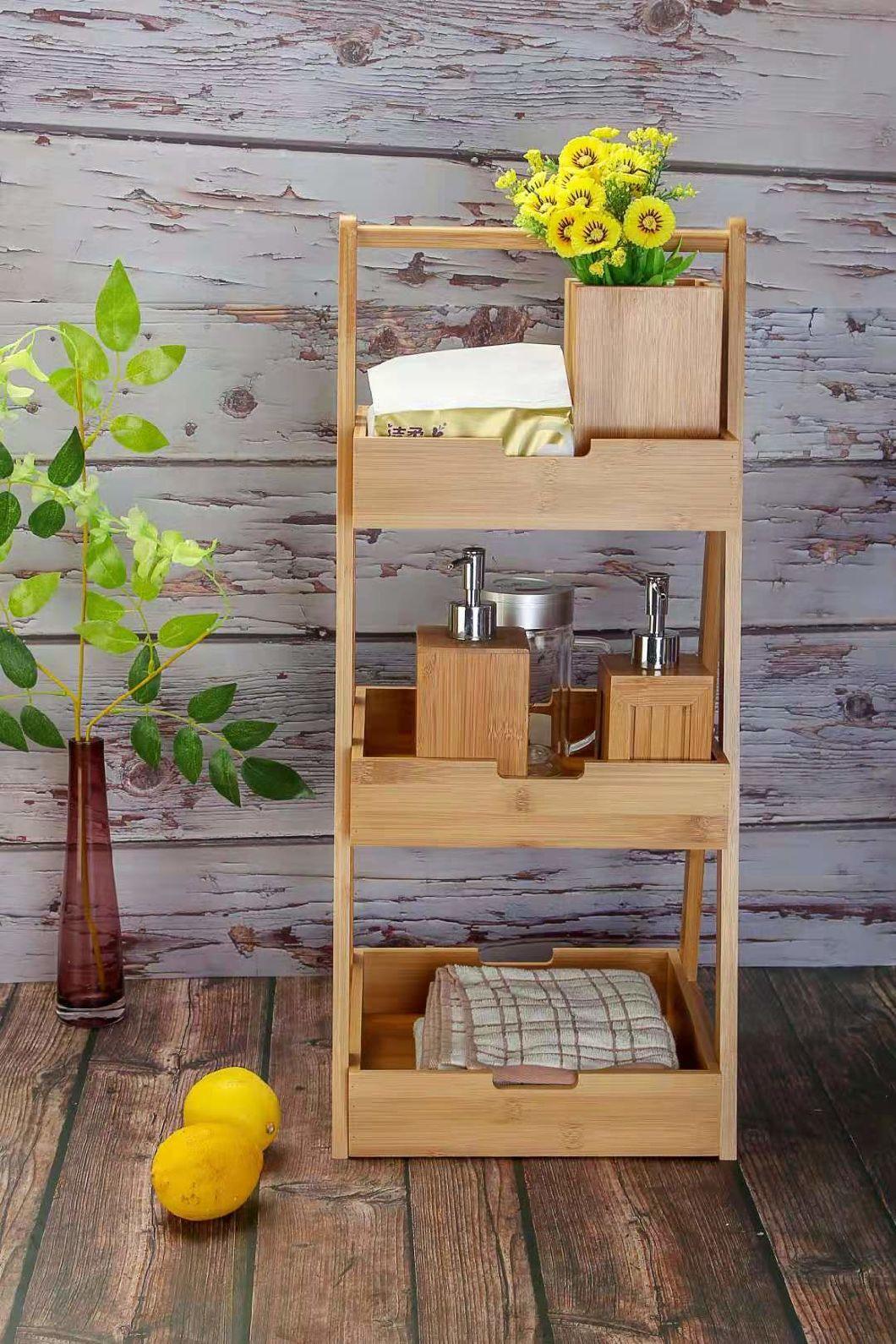 3-Tire Bamboo Bathroom Accessory Storage Shelf