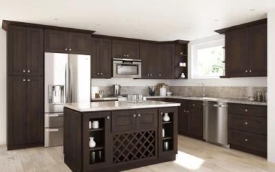 American All Wood White Espresso Shaker Kitchen Cabinet Factory Directly