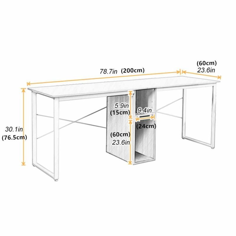 2 Person Desk, 78 Inch Large Dual Desk, Two Person Desk with Storage Cube, Long Computer Desk for 2 Person, Home Office Double Desk Writing Desk Storage Desk Te