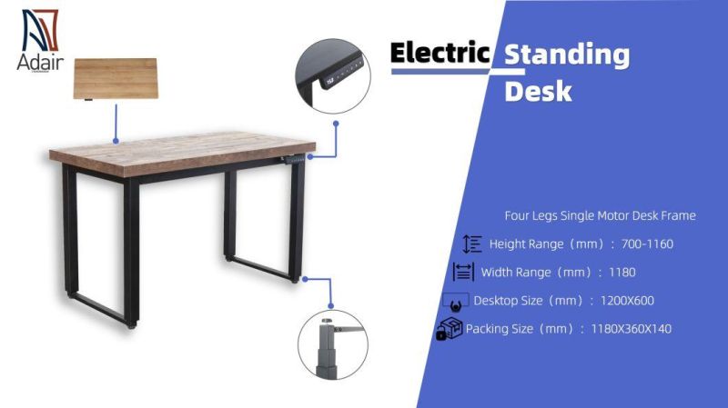New Design Electric Height Adjustable Computer Gaming Desk with Single Motor