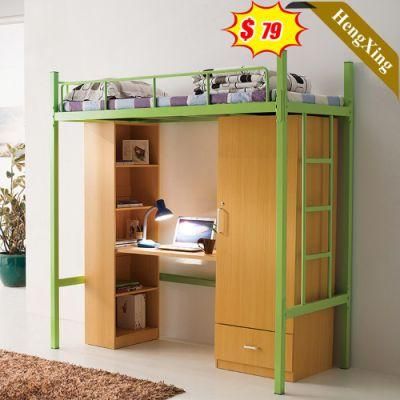 Hot Sale Office School Staff Single King Size Beds with Wardrobe and Computer Desk Dormitory Furniture Green Metal Bunk Bed
