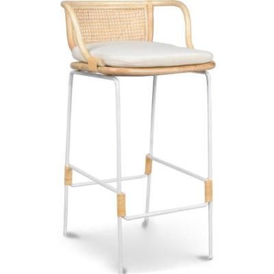 Rattan Chair Barstool with Metal Frame Rattan Wicker Bar Stool