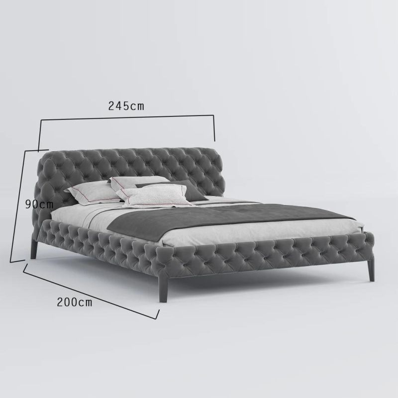 Unique Modern Simple Home Hotel Upholstery Furniture Bedroom Wooden Feet Bed Set