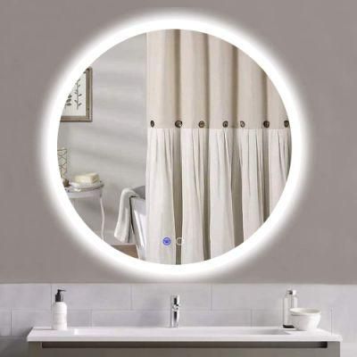 Hotel Decoration Round Dimmer Defogger Bluetooth LED Bathroom Backlit Mirror