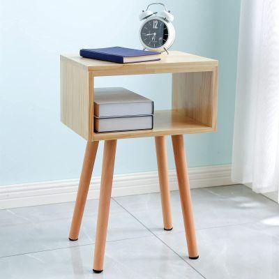 Solid Wood Nightstand MID-Century Modern Bedside Table Minimalist and Practical End Side Table, Natural Wood