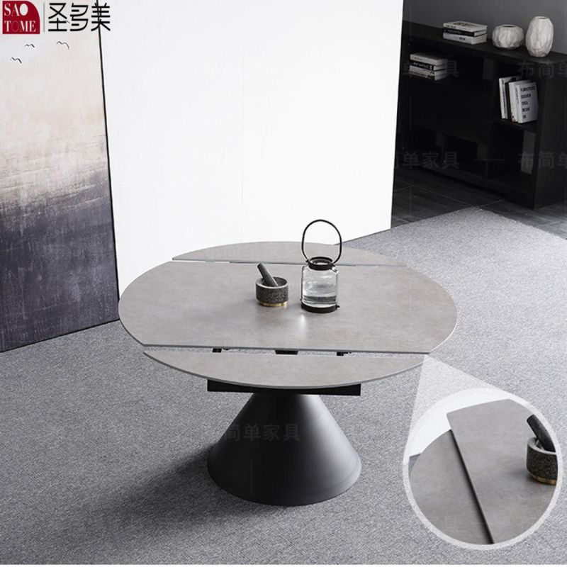 Modern Table Restaurant Round Real Slate Top Dining Table