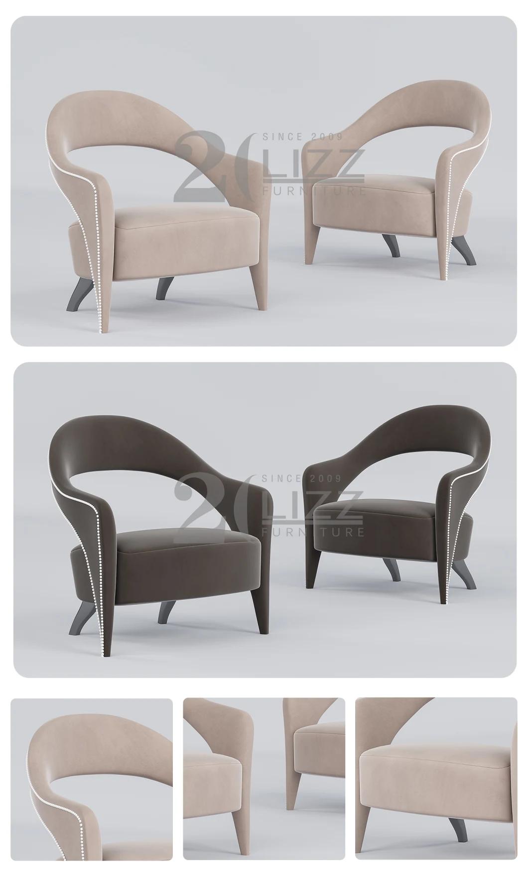 European Minimalist Fabric Sofa Furniture Modern Leisure Velvet Wooden Sofa Chair for Home Living Room
