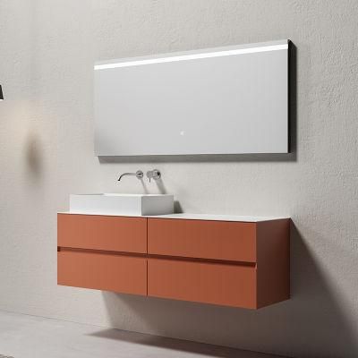 Modern Luxury European Style Plywood Light Mirror Single Sink Wall Mount Bathroom Cabinet