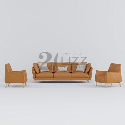 Professional Factory Modern Style Simple Living Room Lounge Popular Sectional Genuine Leather Home Sofa Set