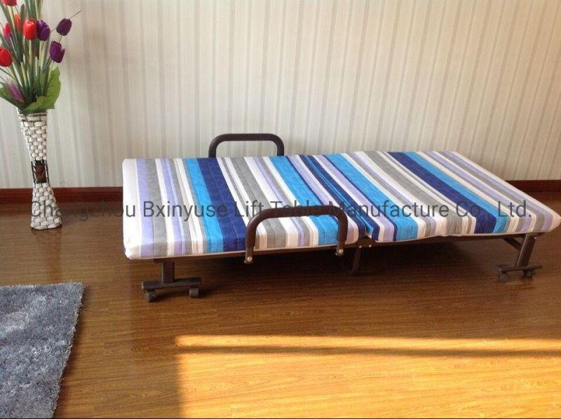 Modern 70-120cm Brown/Green/Red Folding Bed with Locked Wheels