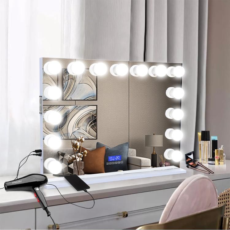 Top-Rank Selling Furniture Mirror MDF Base LED Makeup Hollywood Mirror