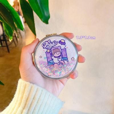 Custom Print Logo Cute Acrylic Pocket Mirror Round Mini Make up Hand Mirror for Makeup Small Vanity Mirror