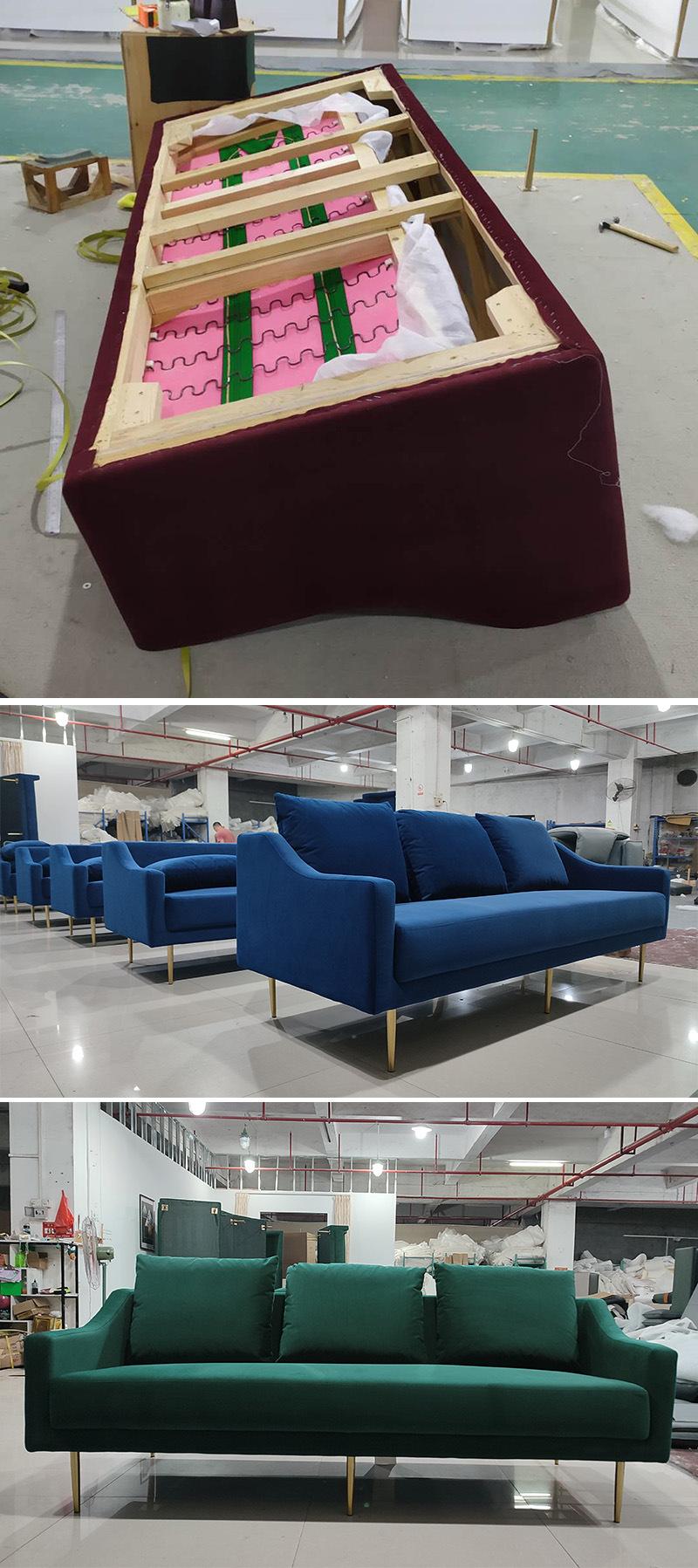 Modern Leisure Fabric Sofa with Slope Arm Home Seatings Lux Couch for Living Room Furniture Set