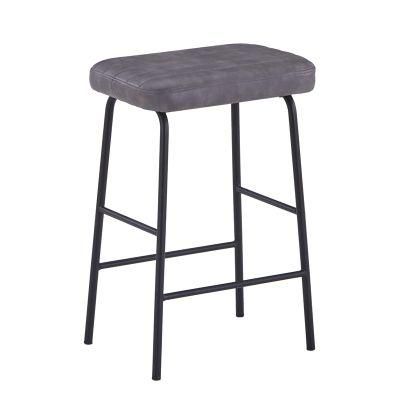 American Retro Design Cheapest Fancy Armless Grey Color Home Hotel Kitchen PU Tall Chair High Bar Stools for Pub