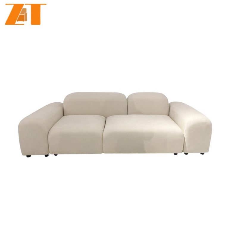 Italy Minimalist Style Comfortable Nordic Design Villa Square Pull Button Villa Hotel Couch Furniture Fabric Sofa