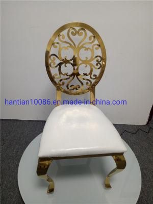 Luxury New Design Floral Hollow out Gold Stainless Steel Wedding Banquet Dining Chairs