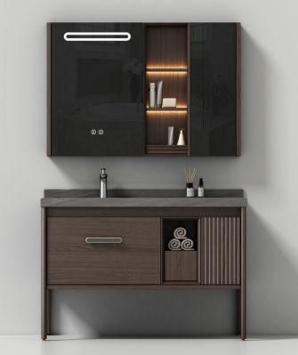 Modern Rock Board Bathroom Cabinet LED Mirror Cabinet Luxury Bathroom Vanity
