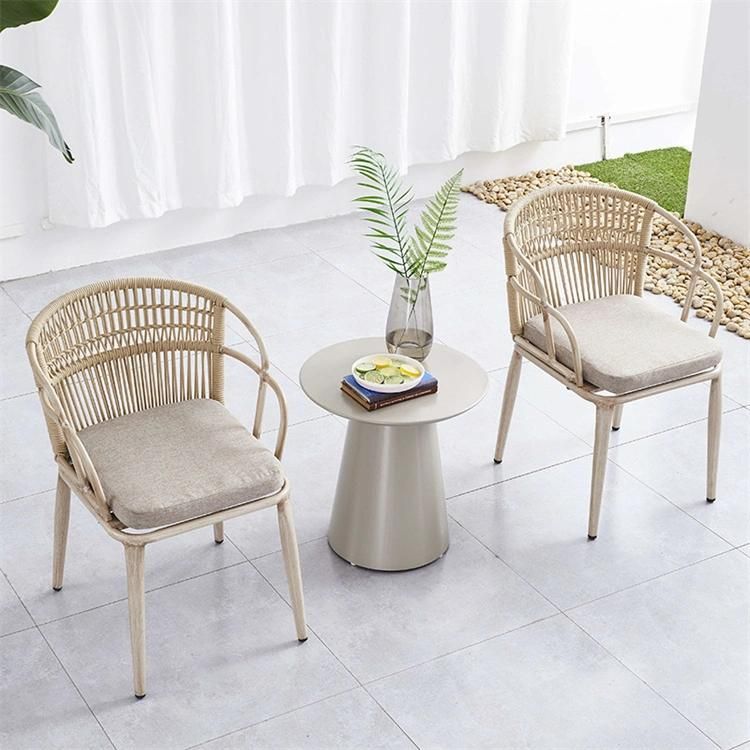 Modern Patio Furniture Teak Dining Table Set Outdoor Rope Woven Garden Chairs for Sale