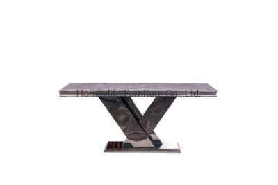Newest Household Living Room Modern Simple Grey Silver Marble Wall Console Table
