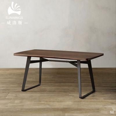 Walnut Solid Wood Dining Table with Steel Frame