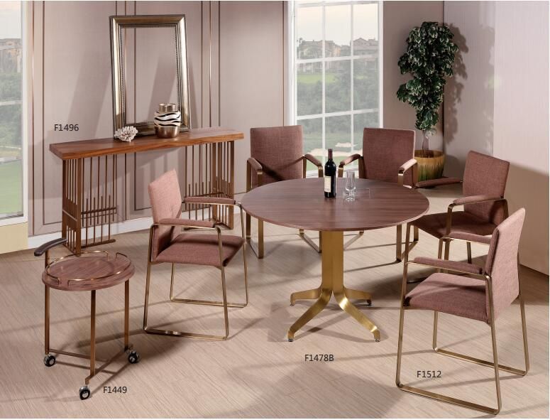 Donig Jiali China Factory Metal Marble Dining Table Set with 6-Piece