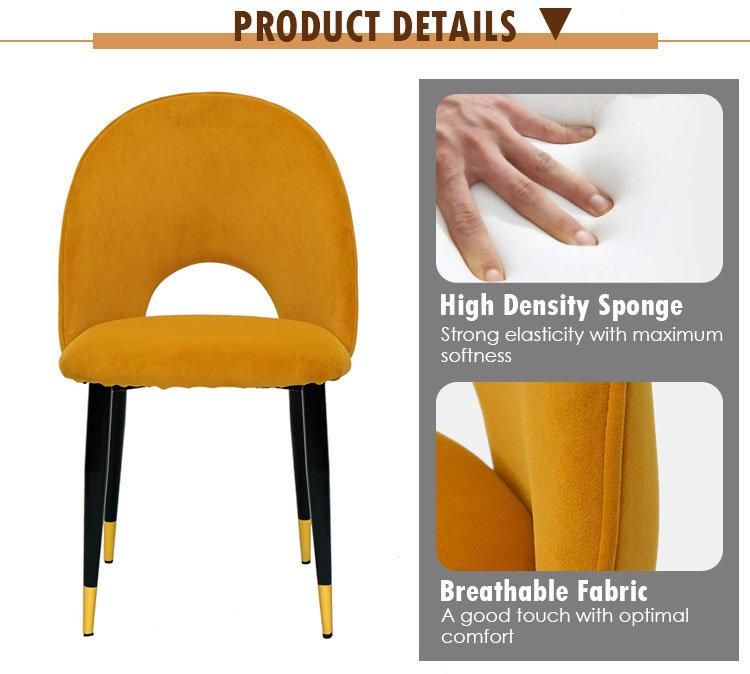 Nordic Style Room Furniture Comfortable Velvet Fabric Seat Dining Chair