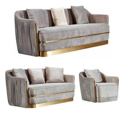 Modern Home Furniture Tufted Velvet Sofa Set Fabric Sectional Couch Living Room Sofas