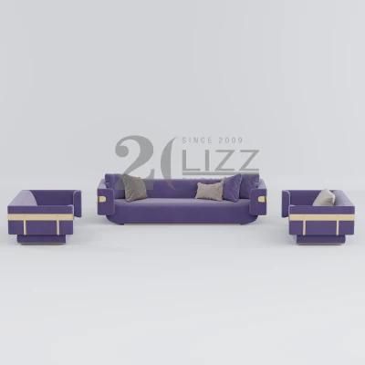 Nordic Style Luxury Hotel Home Furniture Italian Design Living Room Leisure Purple Fabric Sofa
