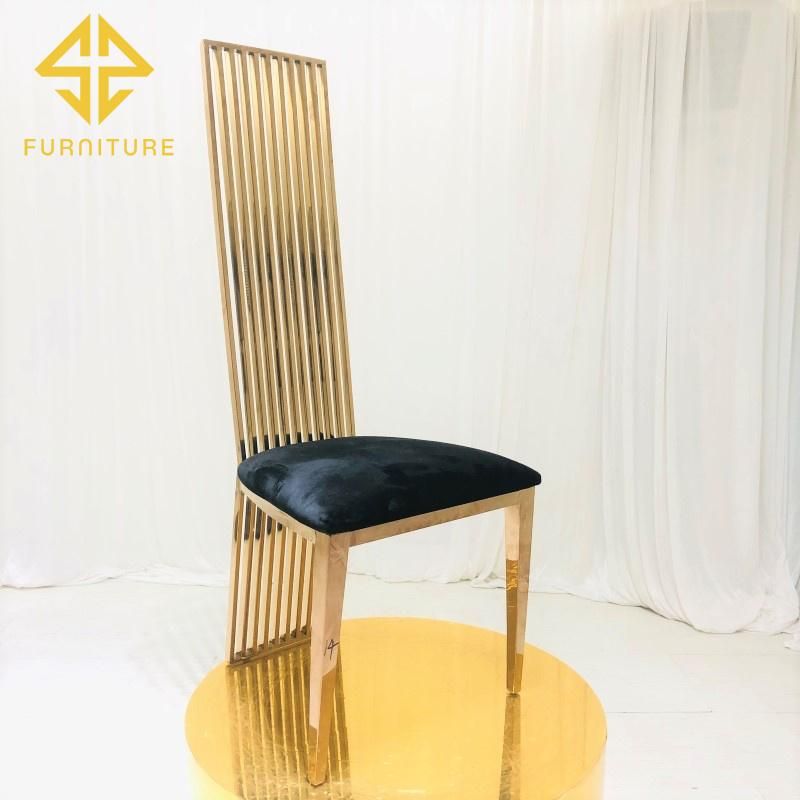 Elegant Design Stainless Steel High Back Dining Chair Hotel Furniture Wedding Events Used