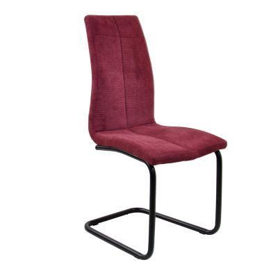 Decoration Interior Accessories Red Textile Stripe Chrome Leg Dining Chair