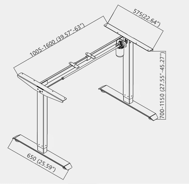 Single Motor Adjustable Table Height Mechanisms with Two Legs