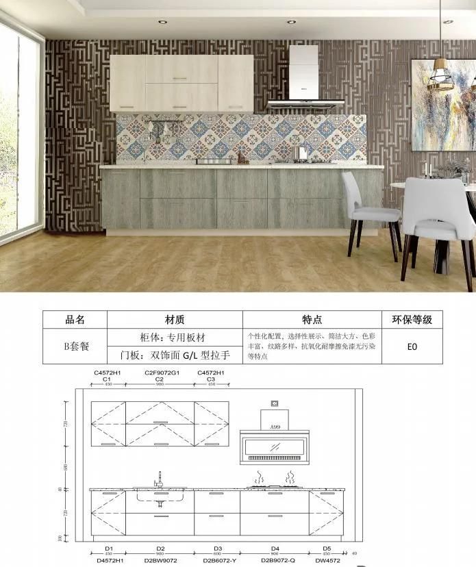 Custom Design Melamine Board PVC Door Kitchen Cabinet Wardrobe Display