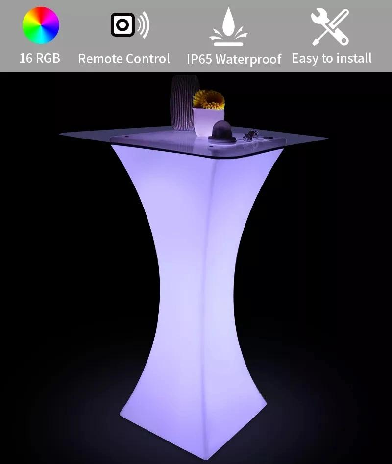2022 Hl305 Modern Nightcule Light up Furniture LED Bar Cocktail Table and Chairs LED Light RGB Color