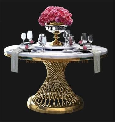 Modern Home Restaurant Furniture Set Metal Stainless Steel Marble Dining Room Table