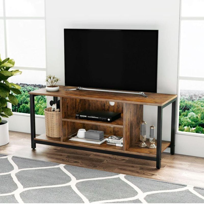 TV Stand for TV up to 50 Inch 3 Tier Entertainment MID Century Modern TV Stand Media Console Table with Open Shelving Storage Wood TV Cabinet