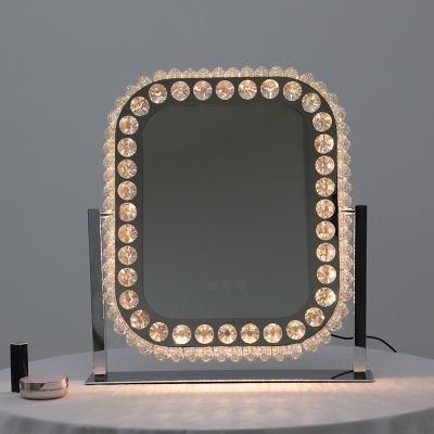 LED Light Salon Stations Table Makeup Crystal Mirror
