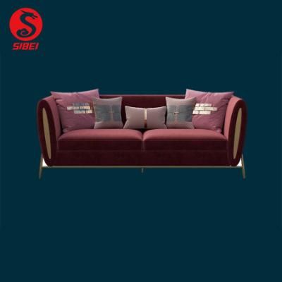 Hotel Bedroom Home Furniture Living Room Modern Red Fabric Velvet Sofa Leisure Couch Set