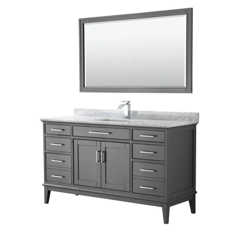 60" Single Solid Wood Bathroom Vanity-Dark Grey