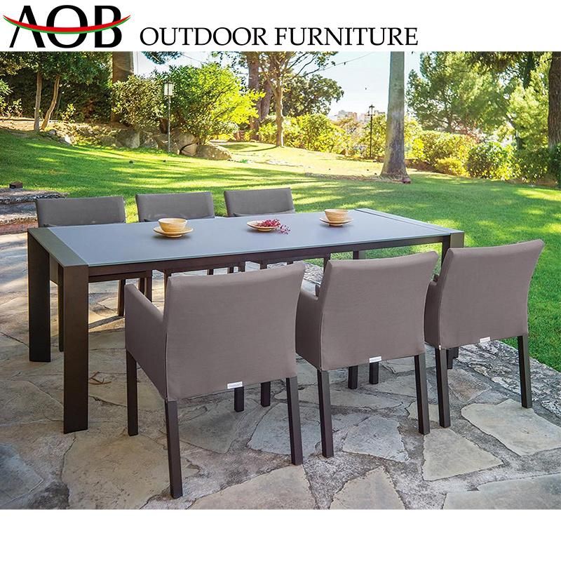 Chinese Modern Home Outdoor Garden Fabric Chair Retangular Table Restaurant Dining Furniture