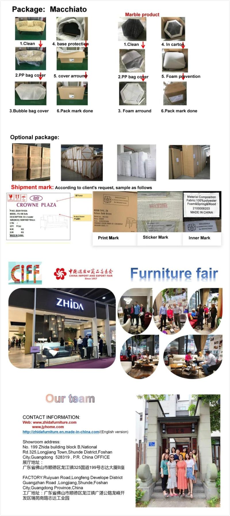 Chinese Foshan Furniture L Shape Corner Sofa for Home Use
