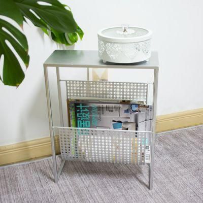 Customized Silvered Modern Home Furniture Storage Display Stand Metal Magazine Design Book Rack