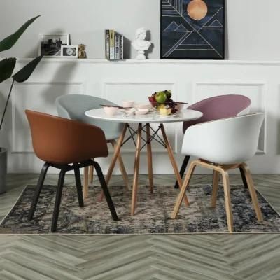 Italian Fashionable Dining Room Furniture Unique Comfortable Plastic Relax Dining Chair with Metal Transfer Legs