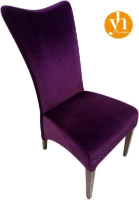Foshan Steel Dining Furniture Hotel Banquet Chair Purple Velvet Metal Chair