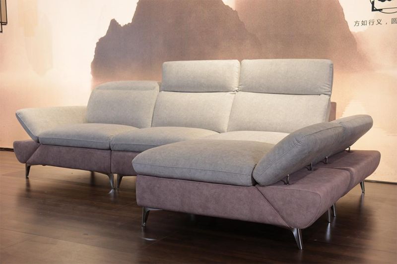 Living Room Furniture Soft Couch Feather Filled L Shape Corner Sofa with Chaise Lounge Cloud Sofa
