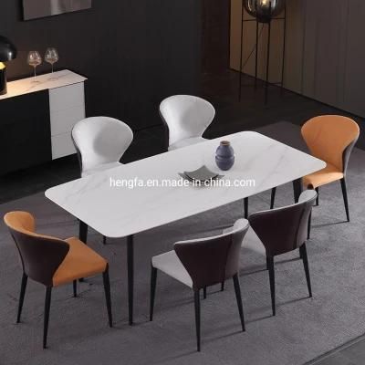 Home Furniture Modern Nordic Steel Frame Marble Top Coffee Dining Table